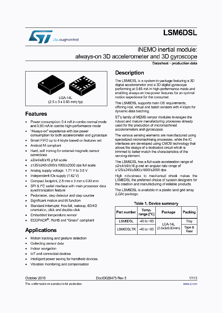 LSM6DSLTR_9053260.PDF Datasheet