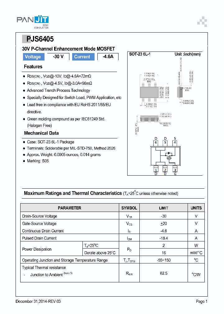 PJS6405_9054391.PDF Datasheet