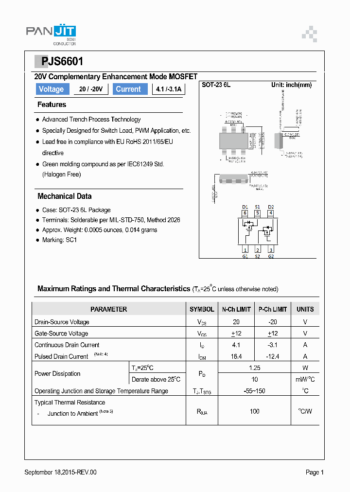 PJS6601_9054399.PDF Datasheet