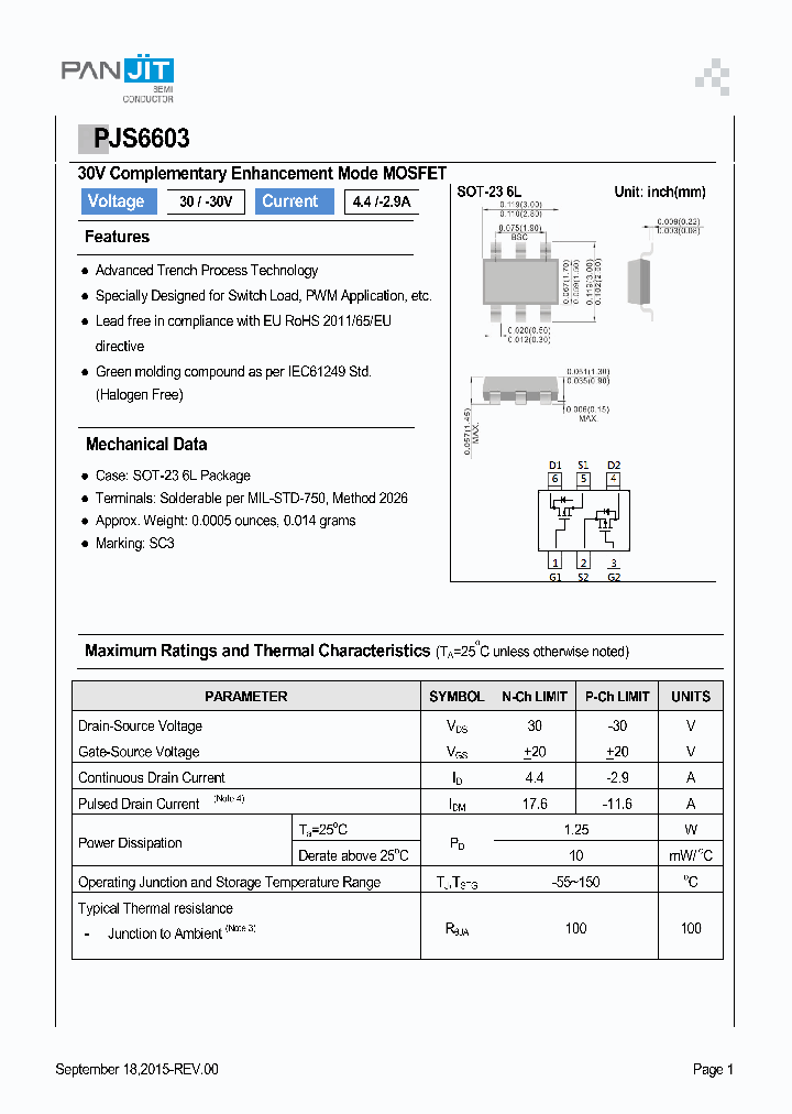PJS6603_9054401.PDF Datasheet