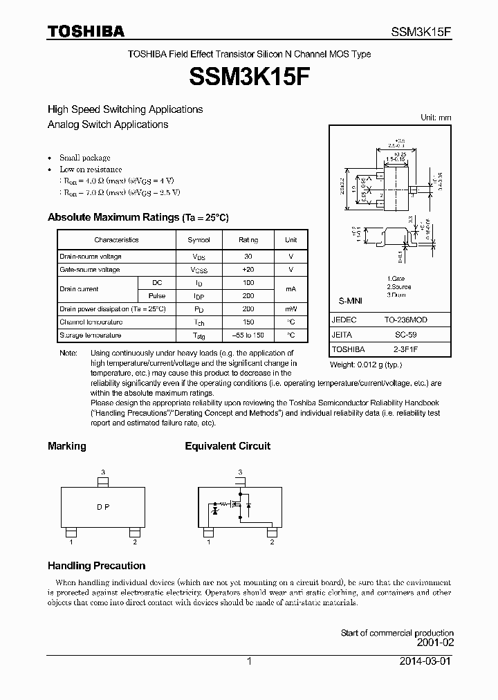 SSM3K15F_9059963.PDF Datasheet