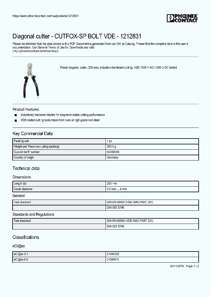 CUTFOX-SP-BOLT-VDE_9061091.PDF Datasheet