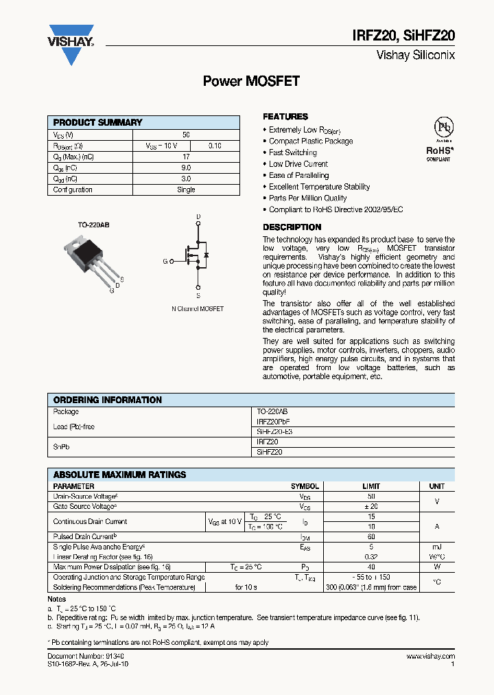 SIHFZ20_9061467.PDF Datasheet