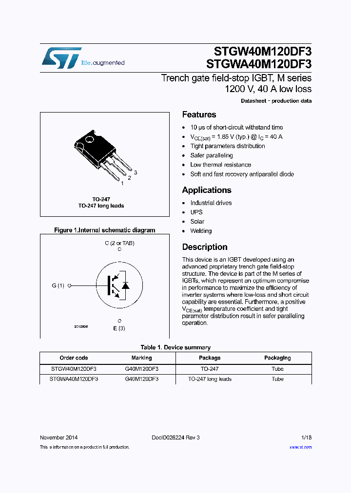 STGW40M120DF3_9065121.PDF Datasheet