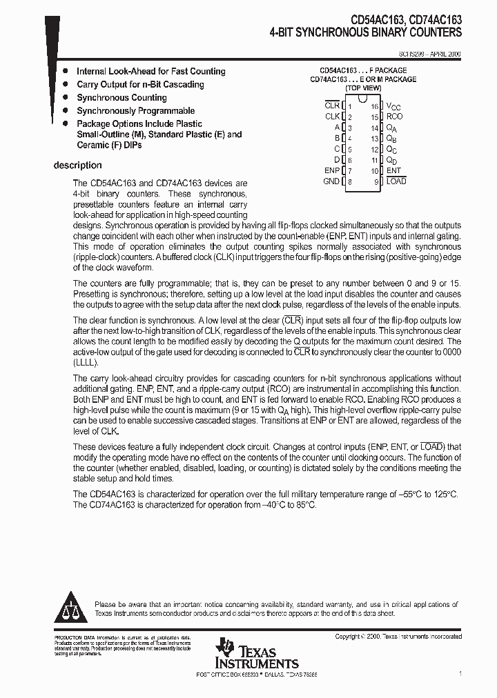 CD74AC163_9071974.PDF Datasheet