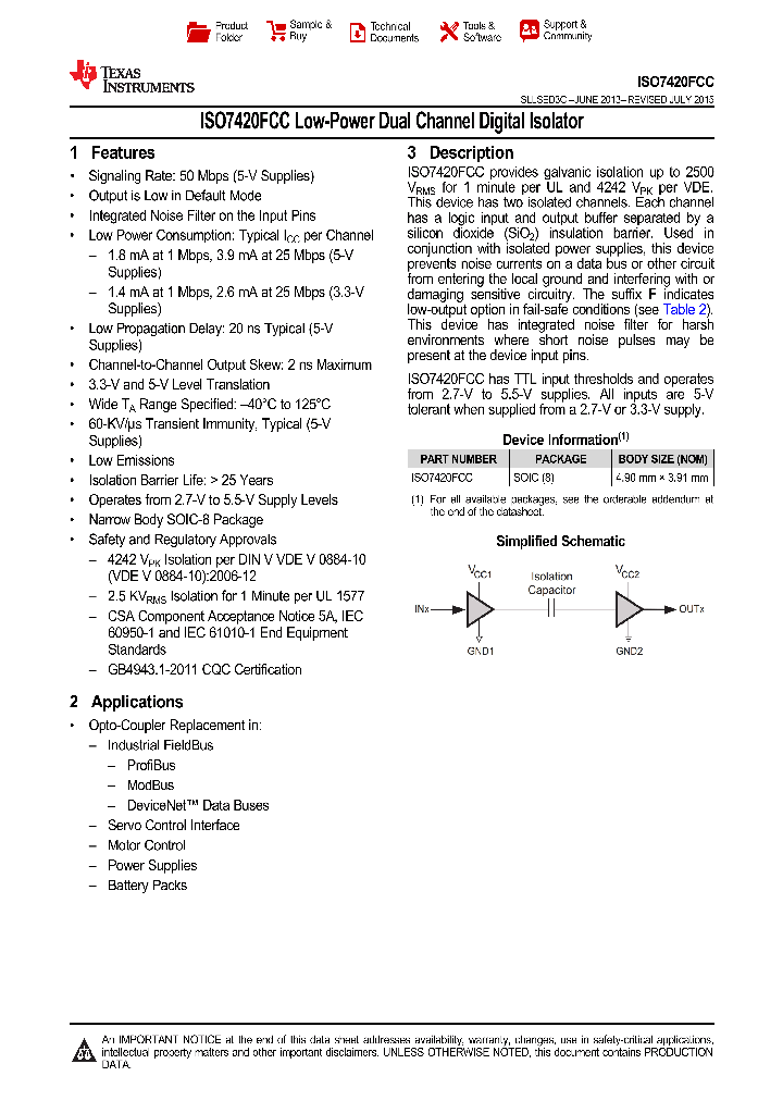 ISO7420FCCDR_9076003.PDF Datasheet