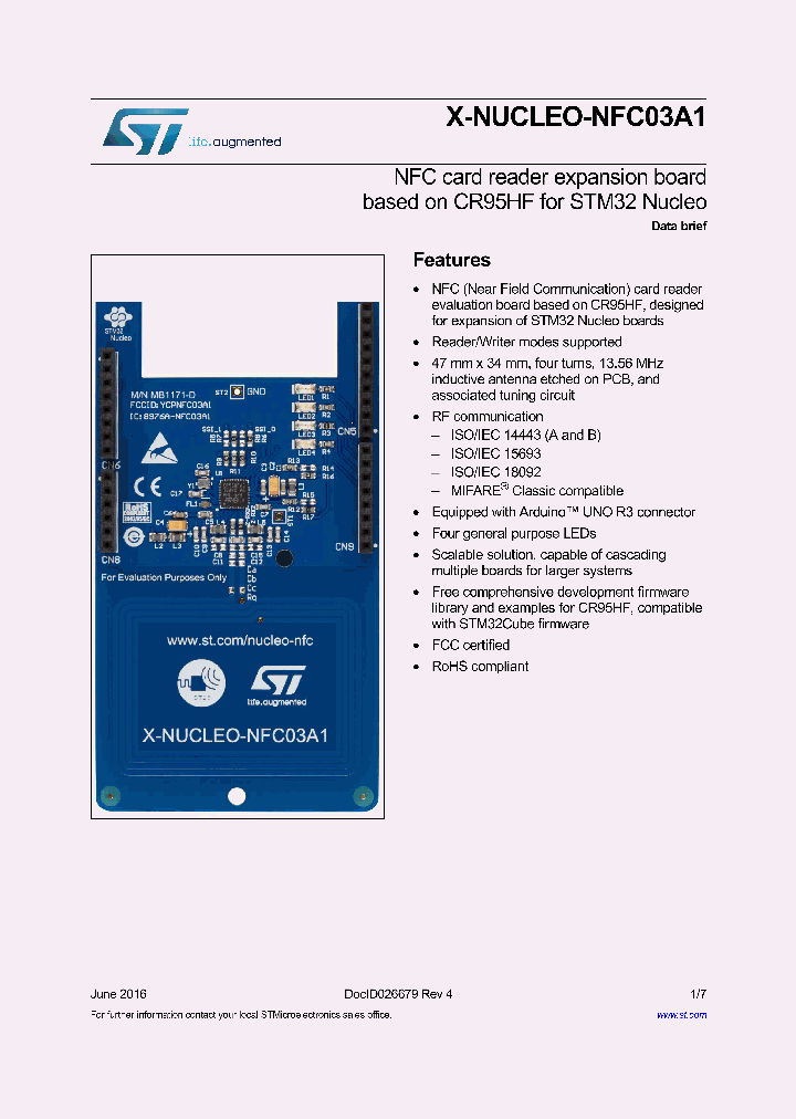 X-NUCLEO-NFC03A1_9076762.PDF Datasheet