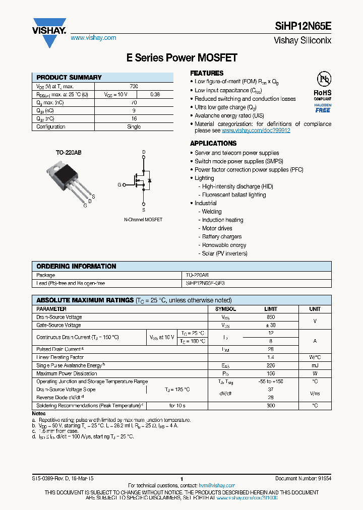 SIHP12N65E_9077629.PDF Datasheet