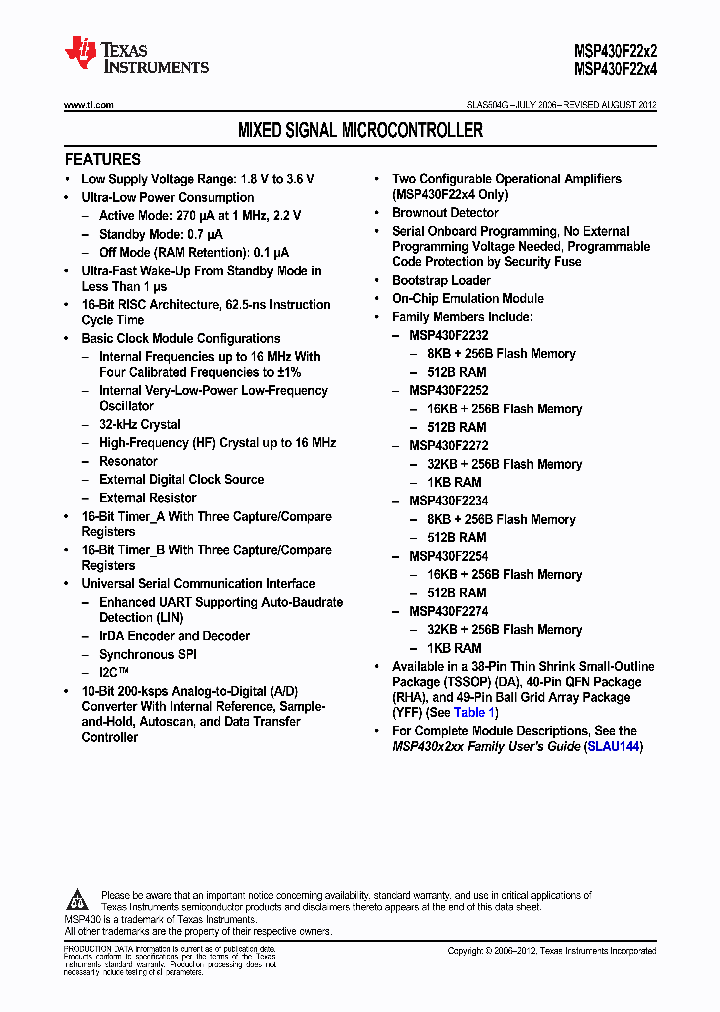 MSP430A150IDAR_9078706.PDF Datasheet