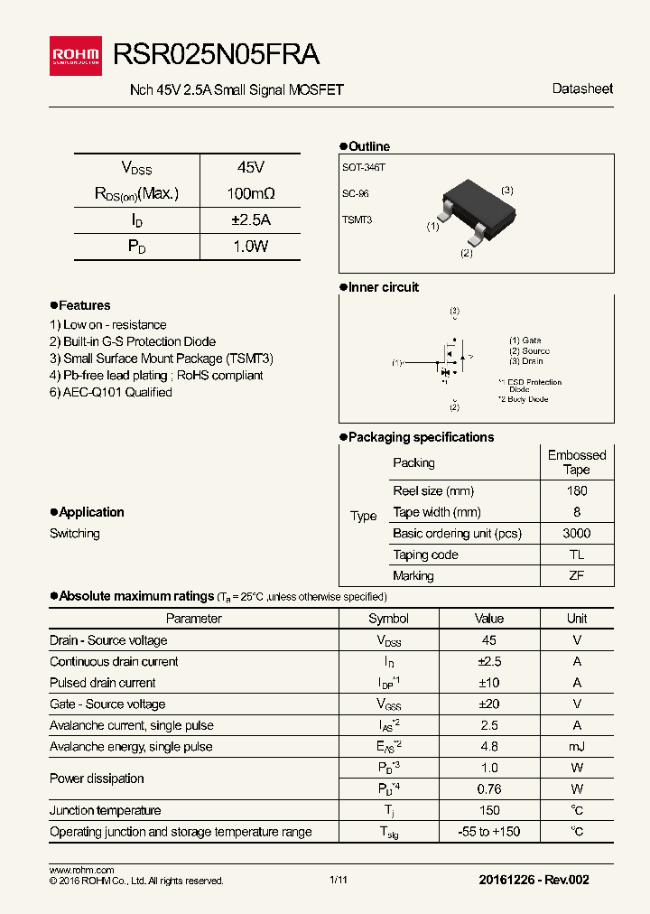RSR025N05FRA_9079899.PDF Datasheet