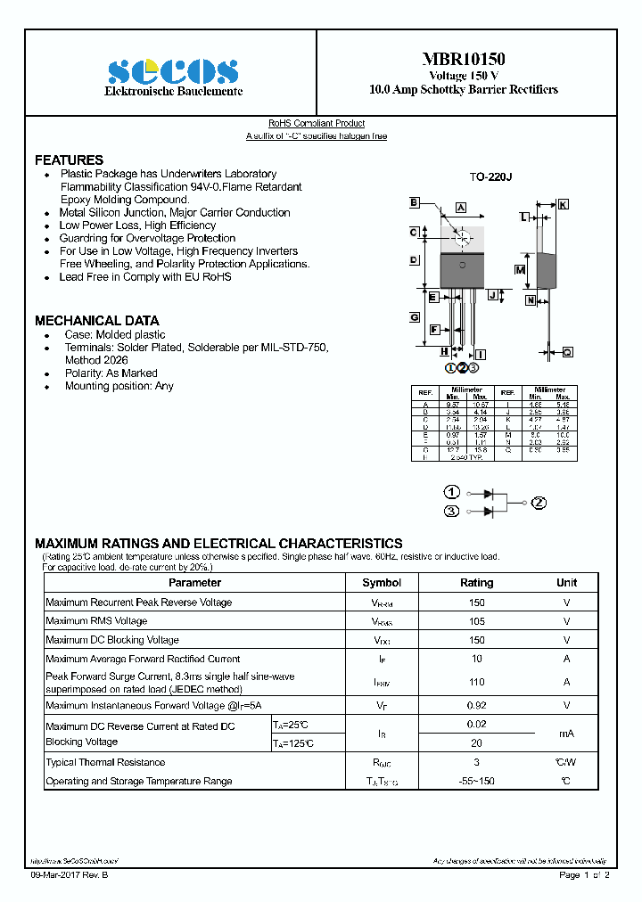 MBR10150_9080932.PDF Datasheet