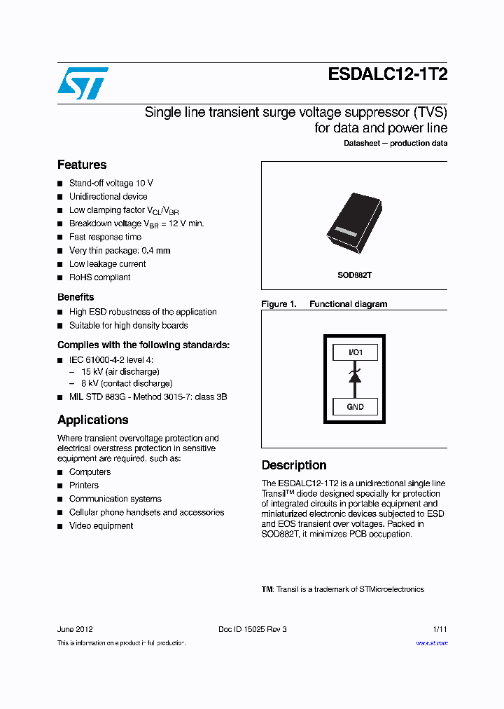ESDALC12-1T2_9085147.PDF Datasheet