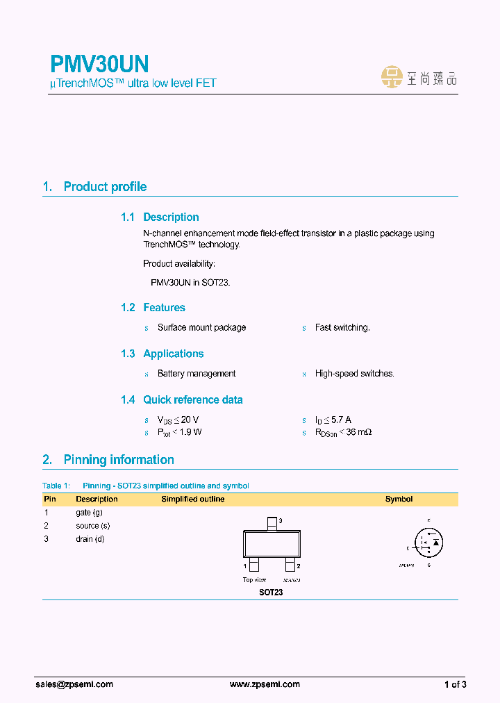 PMV30UN_9086967.PDF Datasheet