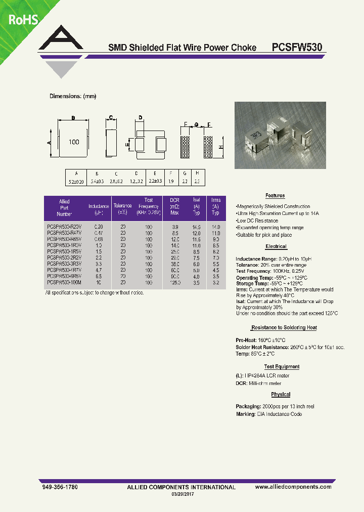 PCSFW530-100M_9087147.PDF Datasheet