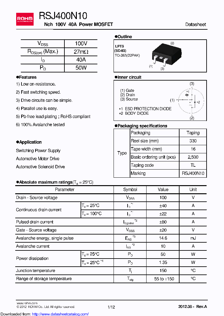 RSJ400N10_9089221.PDF Datasheet
