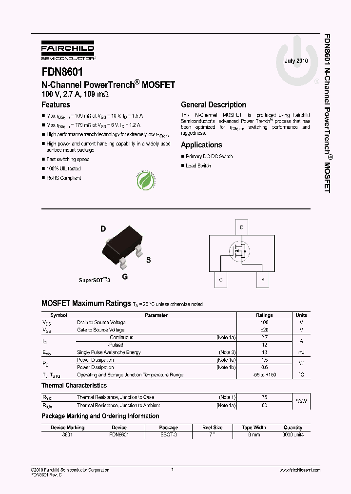 FDN8601_9089900.PDF Datasheet