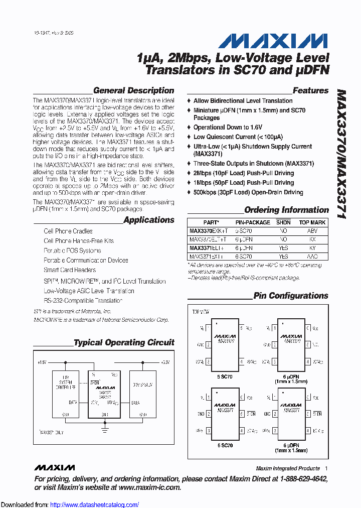 MAX3370EXKT_9090590.PDF Datasheet