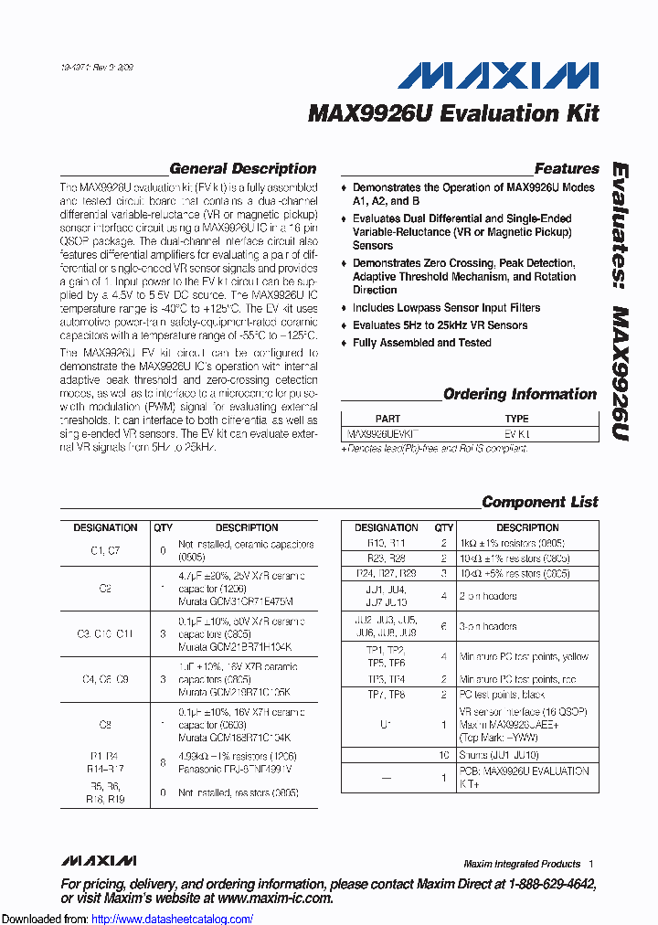 MAX9926UEVKIT_9091249.PDF Datasheet