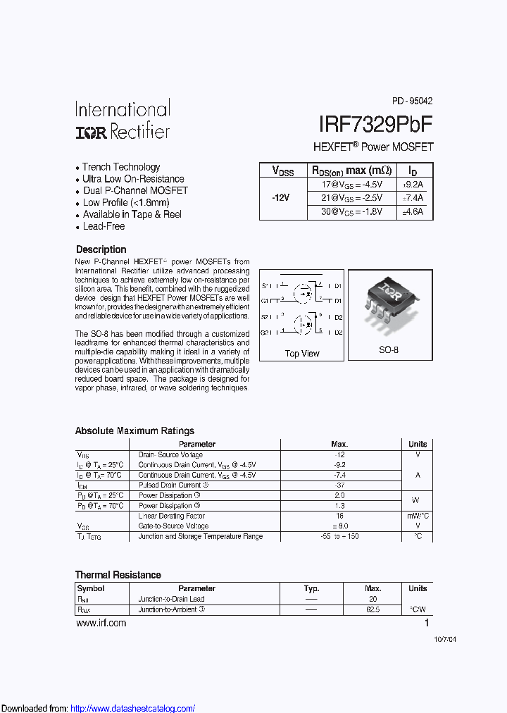 IRF7329PBF_9093097.PDF Datasheet