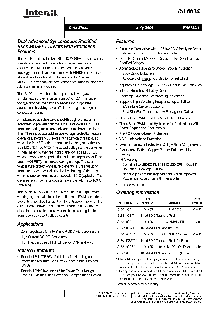 ISL6614CR_9096002.PDF Datasheet