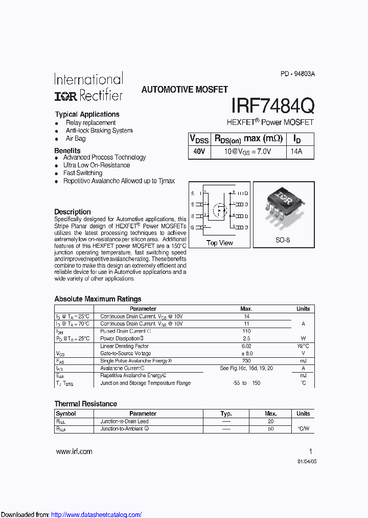 IRF7484QTR_9100157.PDF Datasheet