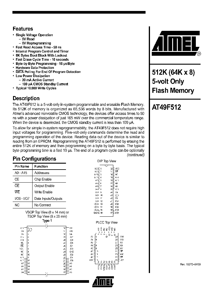 AT49F512_9101594.PDF Datasheet