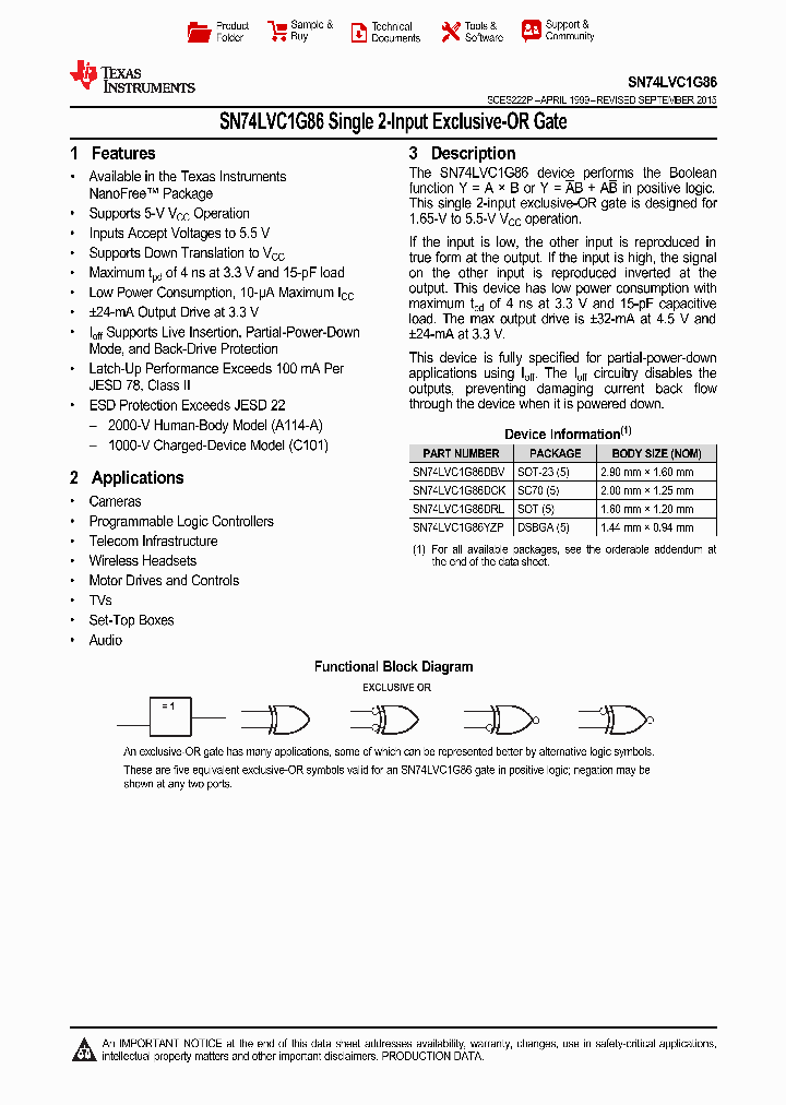 SN74LVC1G86DCKRE4_9102714.PDF Datasheet