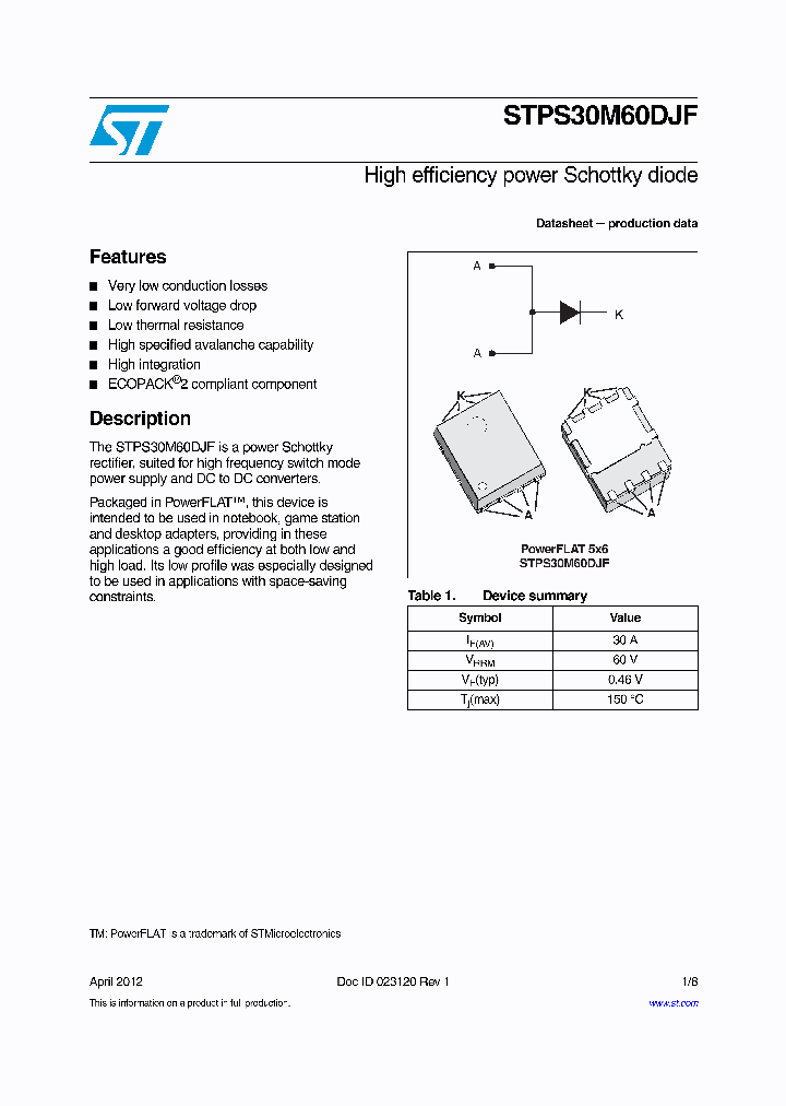 STPS30M60DJF-TR_9104205.PDF Datasheet