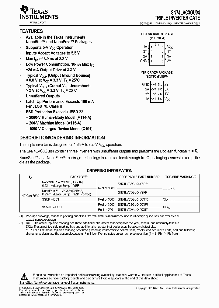 SN74LVC3GU04DCUR_9104319.PDF Datasheet