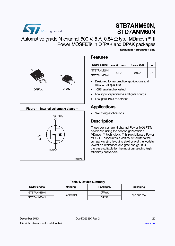 STB7ANM60N_9106533.PDF Datasheet
