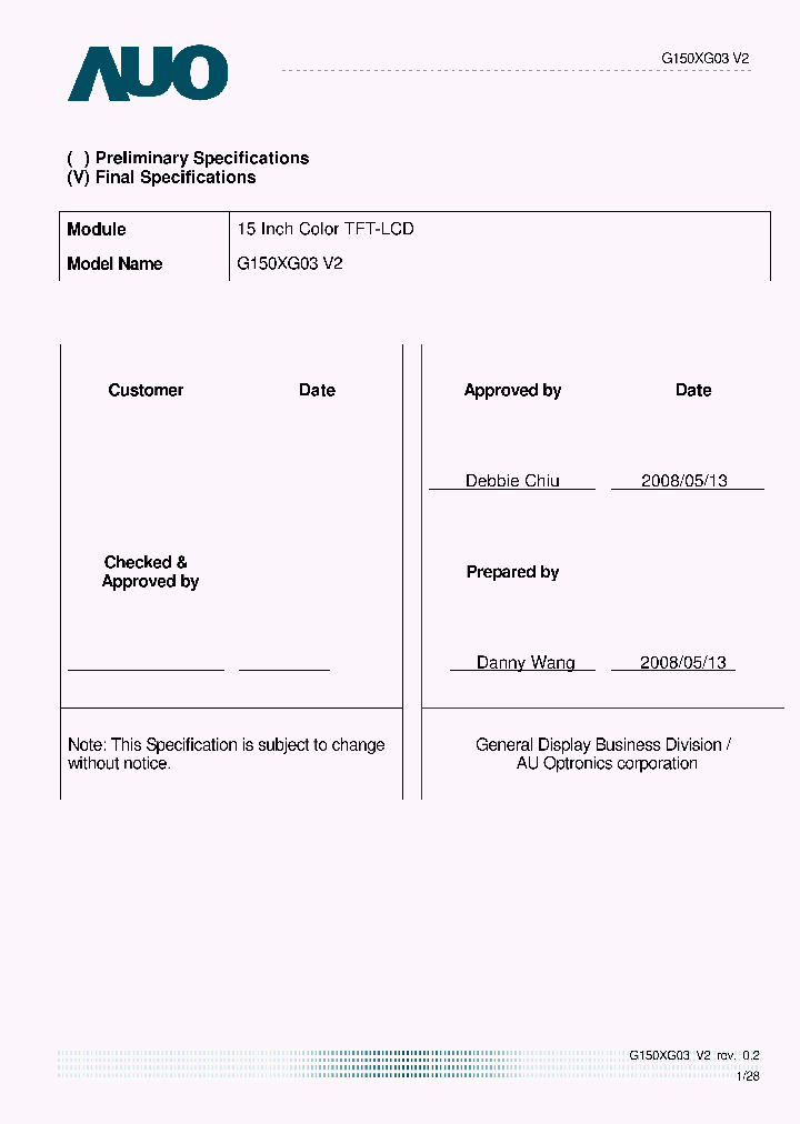G150XG03V2_9113407.PDF Datasheet