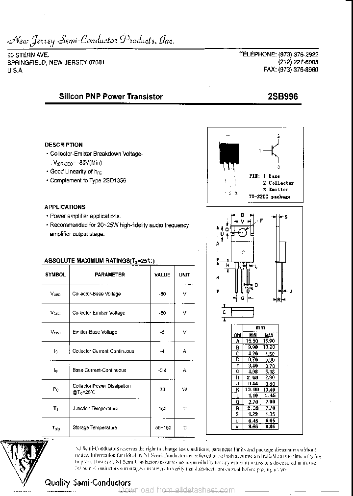 2SB996_9115256.PDF Datasheet