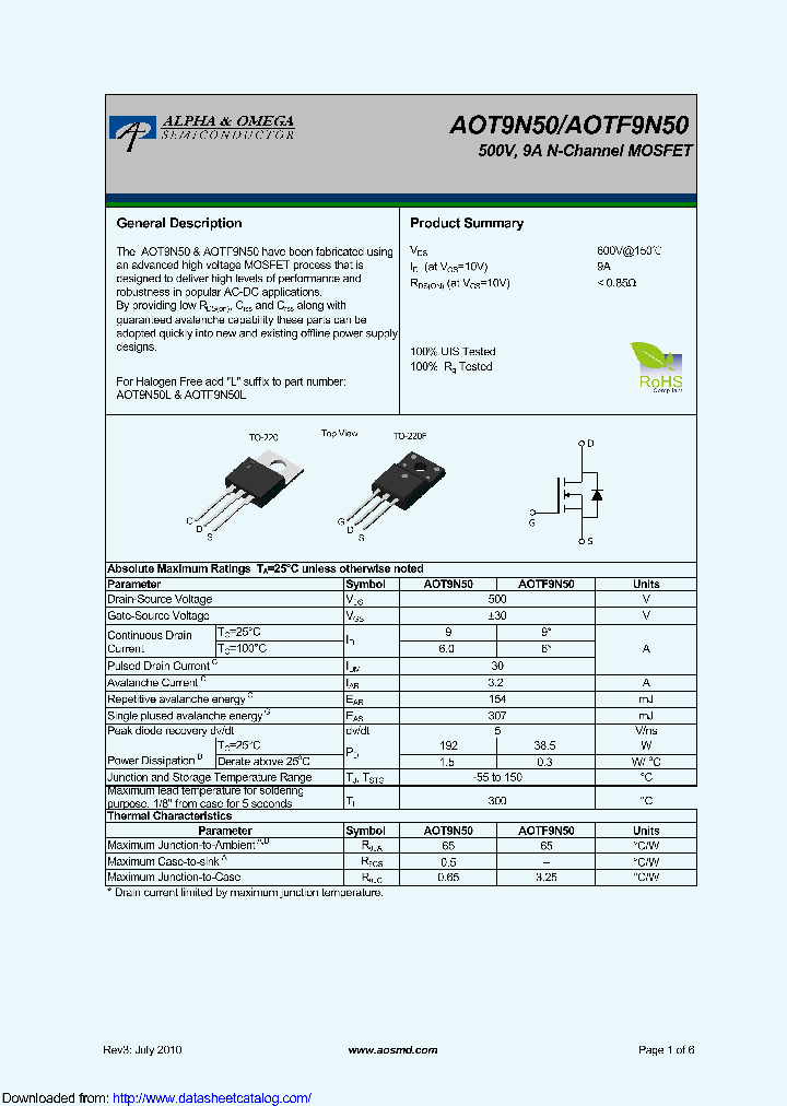 AOTF9N50_9120922.PDF Datasheet