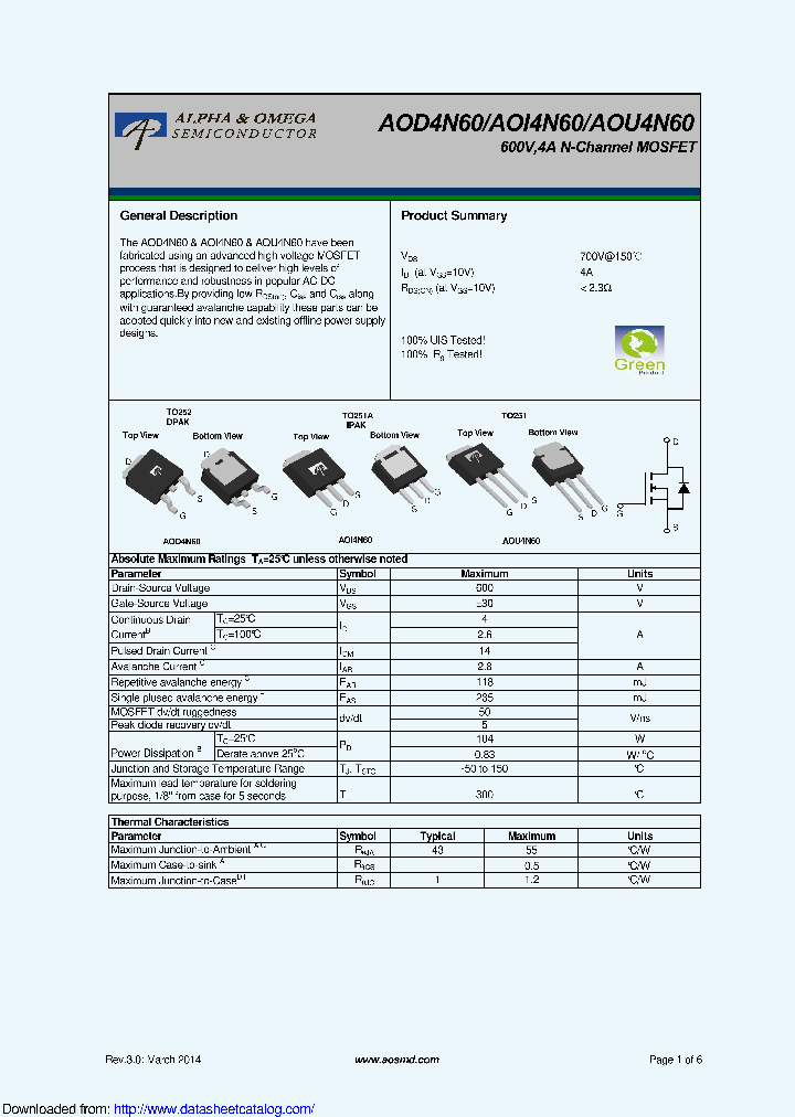 AOD4N60_9121885.PDF Datasheet